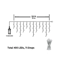 Cowin 33ft 400 Led Outdoor String Icicle Lights White Lights