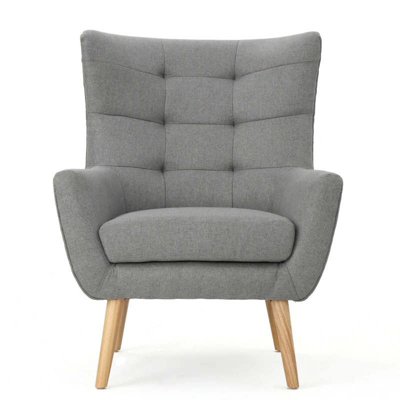 Streamdale Mid-Century Modern Tufted Armchair with Rubberwood Legs