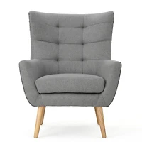 Streamdale Mid-Century Modern Tufted Armchair with Rubberwood Legs