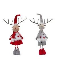 Slickblue Plush Standing Holiday Deer With Hat And Scarf Accent (Set of 4)