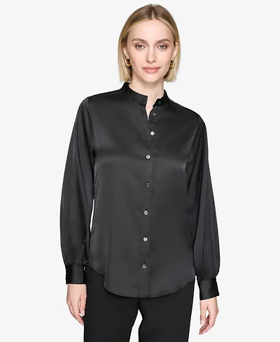 Karl Lagerfeld Paris Women's Band-Collar Blouse