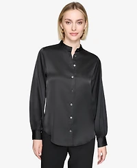 Karl Lagerfeld Paris Women's Band-Collar Blouse