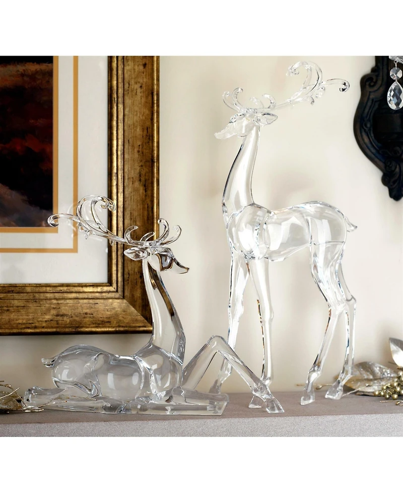 Slickblue Modern Clear Acrylic Holiday Deer Figurine (Set of 2)