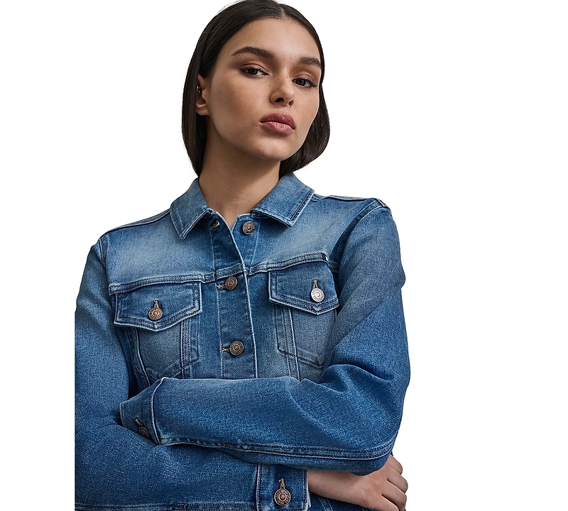 Dkny Jeans Women's Button-Down Denim Trucker Jacket