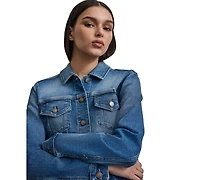 Dkny Jeans Women's Button-Down Denim Trucker Jacket