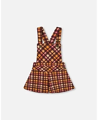 Deux par Toddler Girls Milano Shortall Plaid Magenta And Brown - Toddler|Child