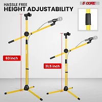 5 Core Tripod Mic Stand Heavy Duty Adjustable Floor Microphone Boom Arm Pedestal Para Microfono Ms Dbl G Ylw 2pcs