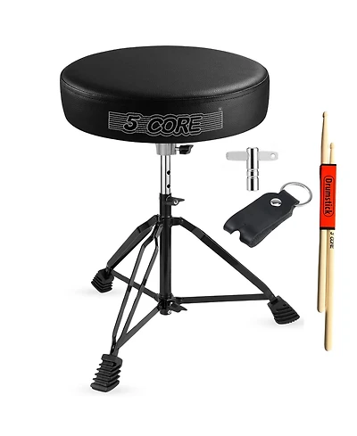 5 Core Drum Throne 3" Thick Padded Comfortable Guitar Stool Drummer Chair Adjustable Musician Seat