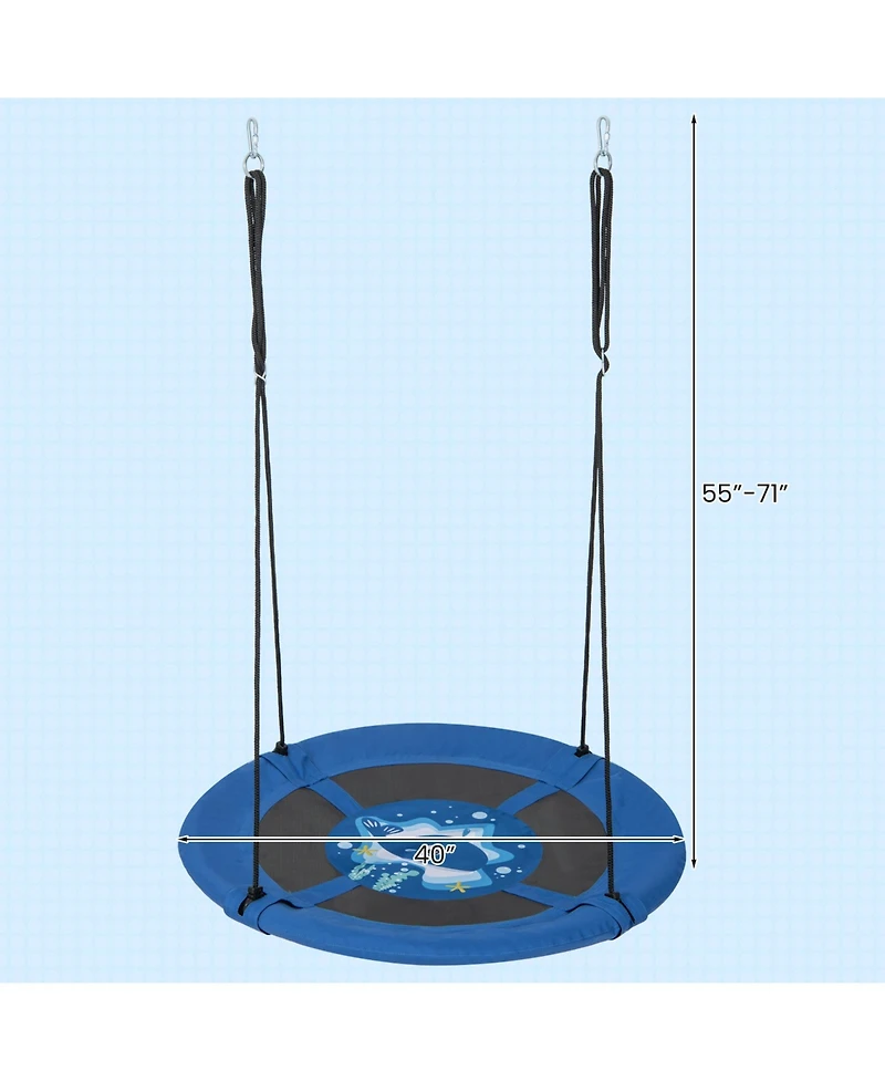Slickblue Toddler 40 Inches Saucer Tree Swing with Adjustable Hanging Ropes and 900D Oxford Fabric-Whale