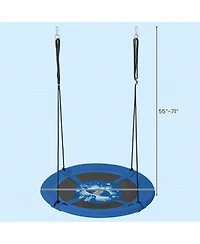 Slickblue Toddler 40 Inches Saucer Tree Swing with Adjustable Hanging Ropes and 900D Oxford Fabric-Whale