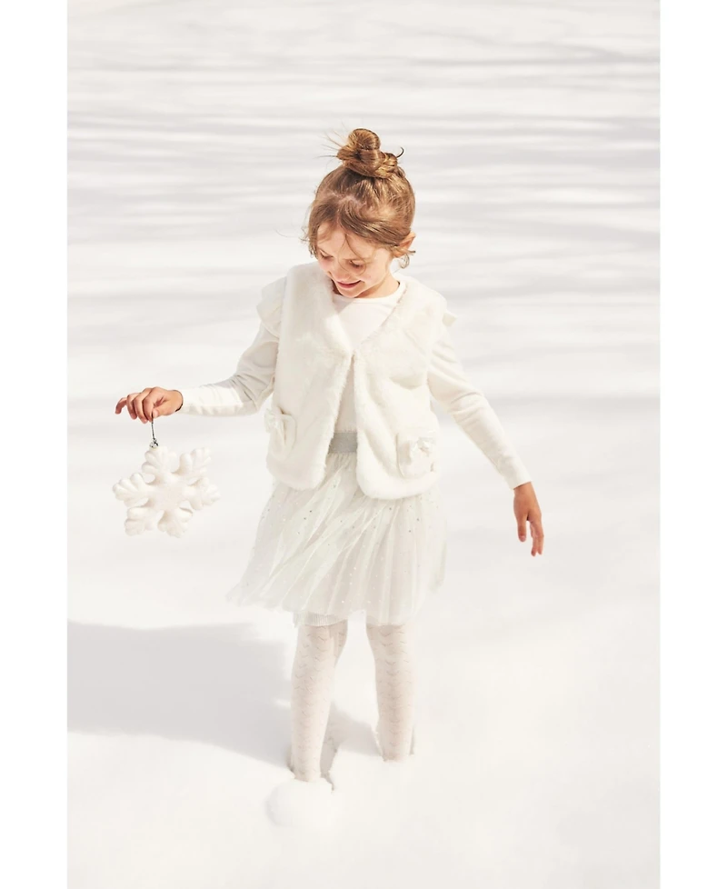 Deux par Deux Toddler Girls Faux Fur Vest Off White