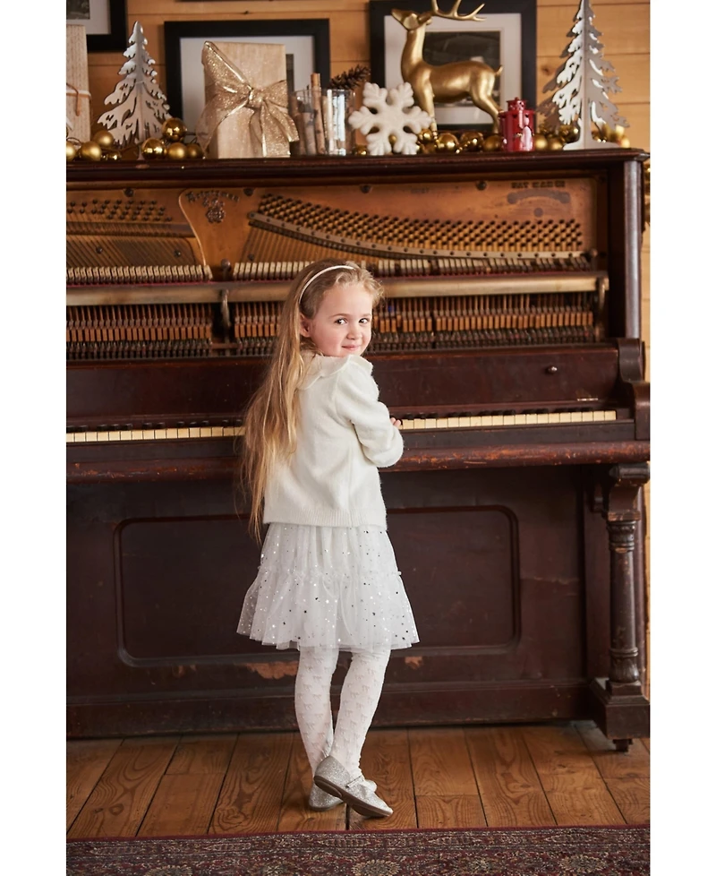 Deux par Big Girls Glittering Tulle Skirt Off White