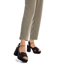 Women's Heeled Jute Platform Sandals By Xti