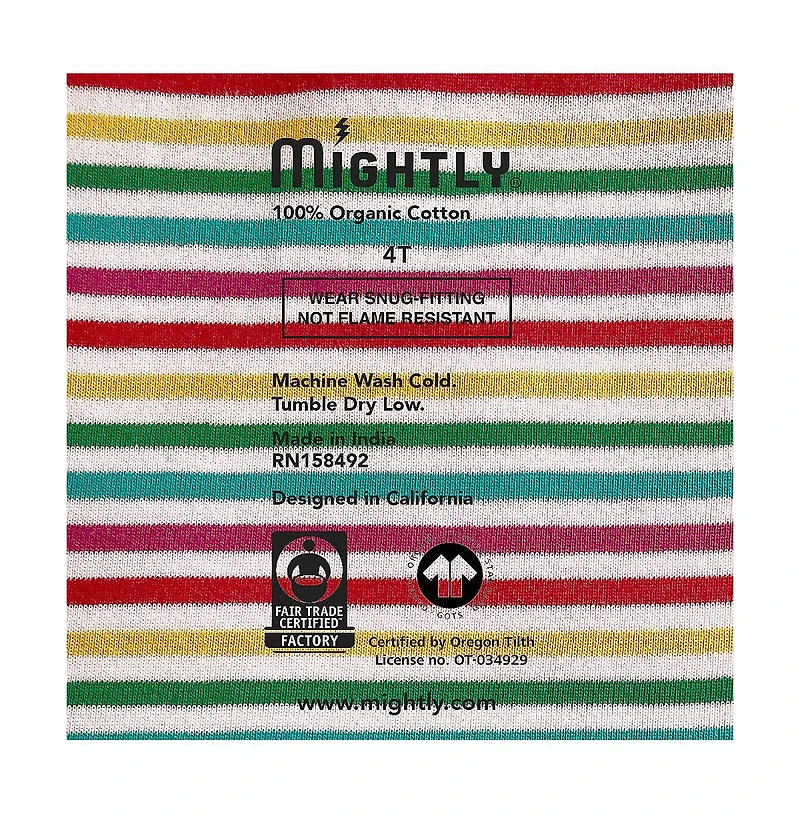 Mightly Kids Kids' Fair Trade 100% Organic Cotton Tight Fit Shortie Pajamas Set