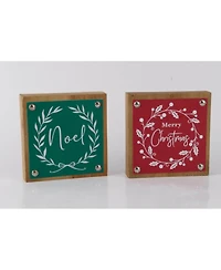 Slickblue Holiday Sentiment Sign With Faux Leather Accent (Set of 6)