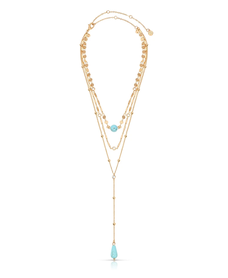Ettika Turquoise 18k Gold Plated Multi-Chain Choker