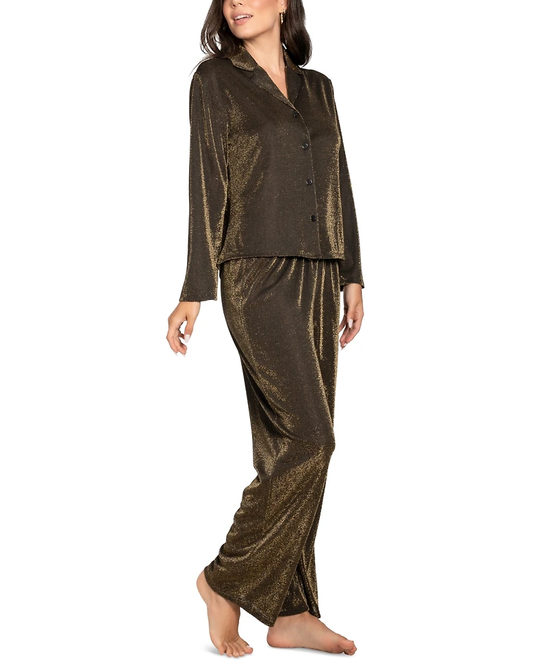 Linea Donatella Women's 2-Pc. Metallic Pajamas Set