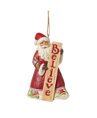 Jim Shore Santa Holds Believe Porch Board Ornament