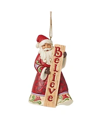 Jim Shore Santa Holds Believe Porch Board Ornament