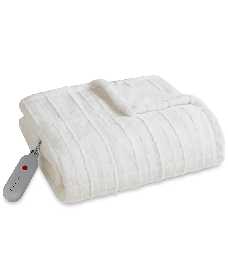 Sharper Image Heated Faux-Fur Throw, 50" x 60"