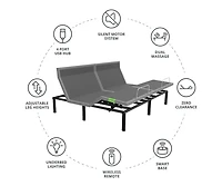 Cariloha Resort Adjustable Mattress Base | King | 6", 9", 12" | Viscose Material | Multiple Adjustments, 4 Usb Ports, Led Lighting