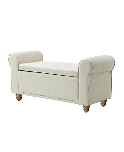 Hulala Home Transitional Carmen 43.7" Wide Storage Bench with Sturdy Wood Legs