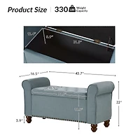 Hulala Home Transitional Carmen 43.7" Wide Storage Bench with Sturdy Wood Legs
