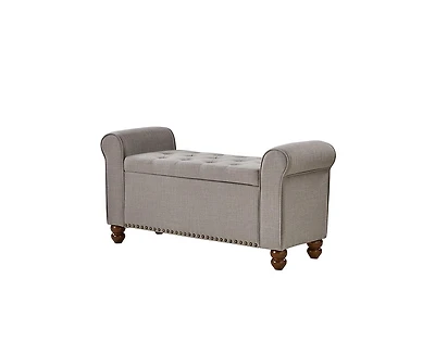 Hulala Home Transitional Carmen 43.7" Wide Storage Bench with Sturdy Wood Legs
