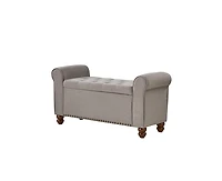 Hulala Home Transitional Carmen 43.7" Wide Storage Bench with Sturdy Wood Legs