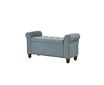 Hulala Home Transitional Carmen 43.7" Wide Storage Bench with Sturdy Wood Legs