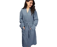 Cariloha Waffle Knit Bath Robe | Marine Blue | Unisex, Small/Medium | Viscose Material | Soft, Comfortable, & Wicks Moisture