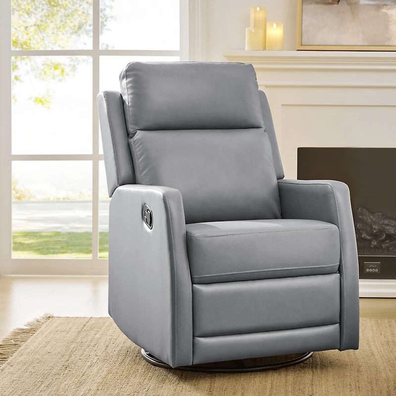 Hulala Home Donat Faux Leather Swivel Recliner