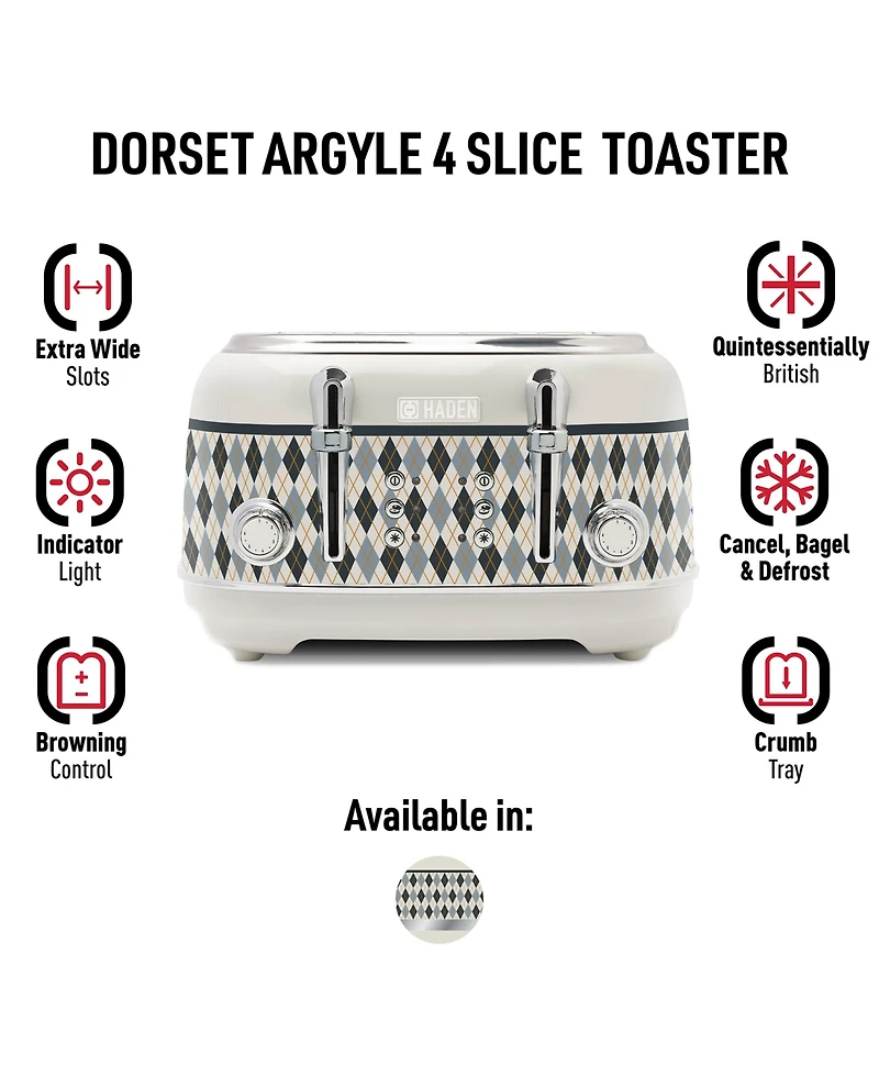 Haden Argyle 4-Slice Wide-Slot Self-Centering Toaster, 75140