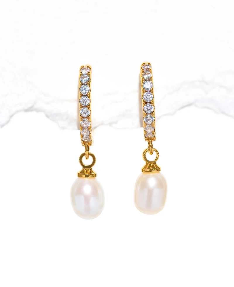 Girls Crew Crystal Freshwater Pearl Seaside Dangle Hoops