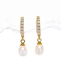 Girls Crew Crystal Freshwater Pearl Seaside Dangle Hoops