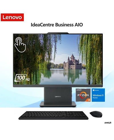 Lenovo IdeaCentre 500 23.8" Business All-in-One Amd Ryzen 3 7335U 8GB Ram Amd Radeon Graphics 256GB Ssd Storage Windows 11 Home Fhd 100Hz - Grey