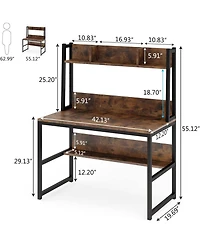 Tribesigns Computer Desk with Hutch, Wooden Small 42-inch Desk, Industrial Simple Office Desk with Storage Space for Home Office