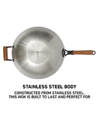 Oster Sangerfield 14 Inch Carbon Steel Wok W/Wood Handles