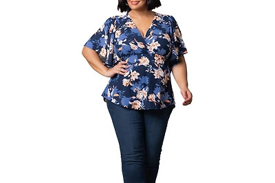 Kiyonna Plus Seaside Serenade Peplum Top