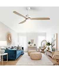 Sofucor 52"Modern Ceiling Fan with 3 Natural Wood Blades
