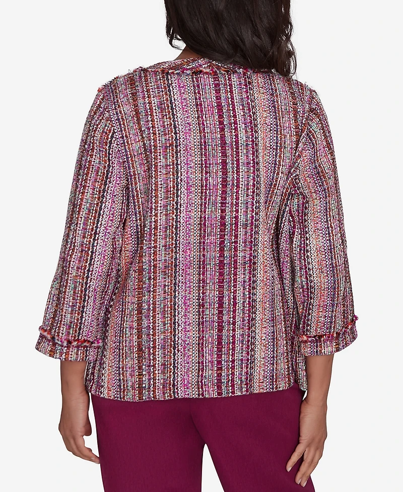Alfred Dunner Women's Wine Country Fringe Textured Jacket
