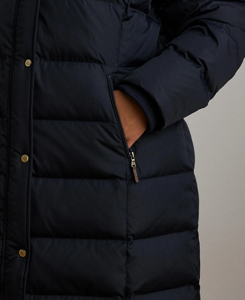 Lauren Ralph Plus Faux-Fur-Trim Hooded Puffer Coat