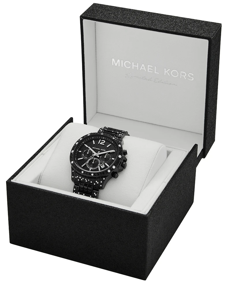 Michael Kors Women's Sage Chronograph Black Stainless Steel Watch 42mm