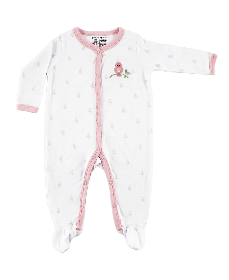 Luvable Friends Baby Girls Cozy Cotton Day-to-Night Romper