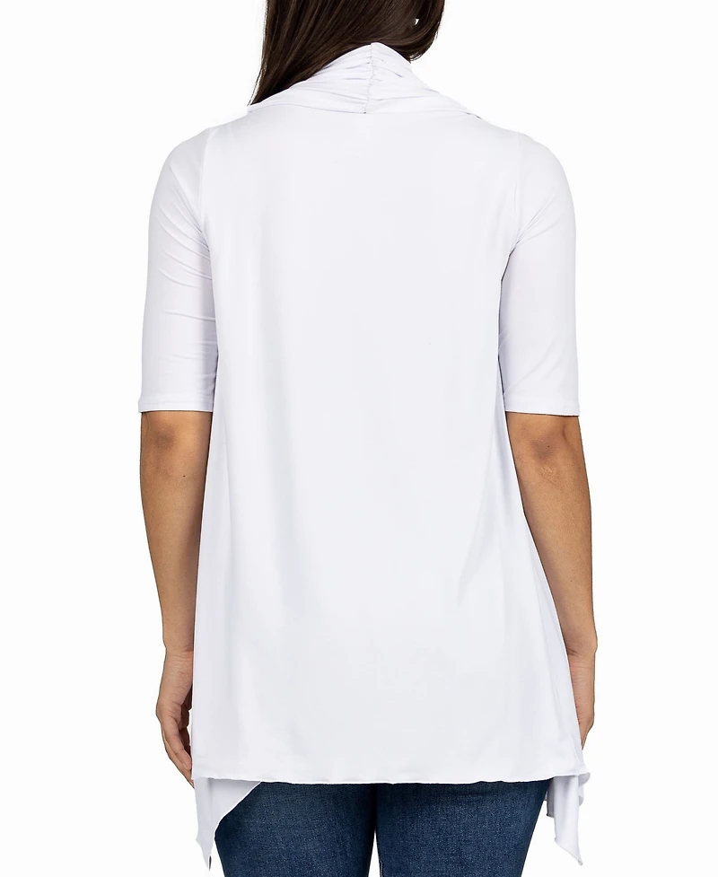 24seven Comfort Apparel Loose Fit Open Front with Half Sleeve Cardigan