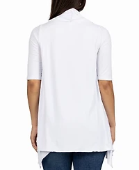 24seven Comfort Apparel Loose Fit Open Front with Half Sleeve Cardigan