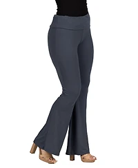 24seven Comfort Apparel Black Bell Bottom Foldover Waist Sweatpants