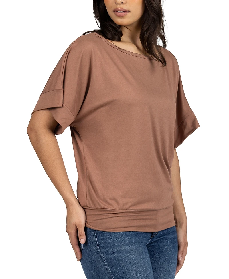 24seven Comfort Apparel Loose Fit Dolman with Wide Sleeves Top