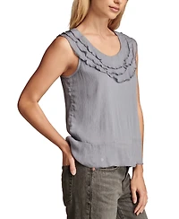 Lucky Brand Women's Ruffled Chiffon Sleeveless Top