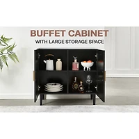 Modern Sideboard Cabinet with Unique Rattan Doors